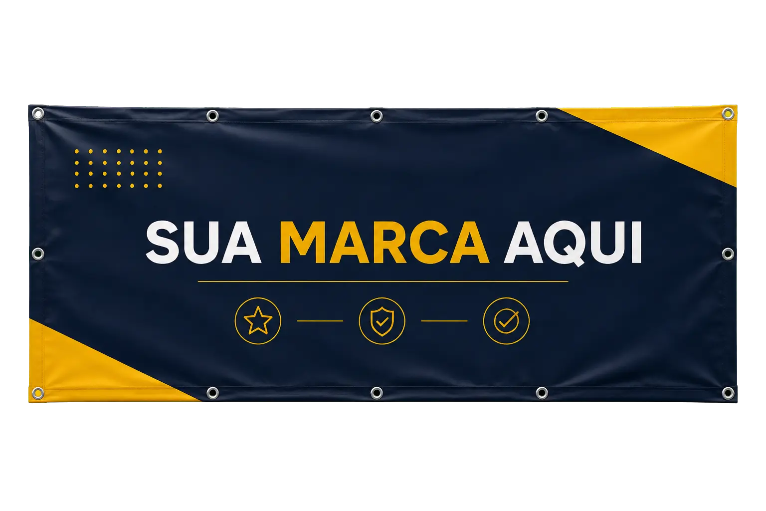 Faixa horizontal em lona com acabamento